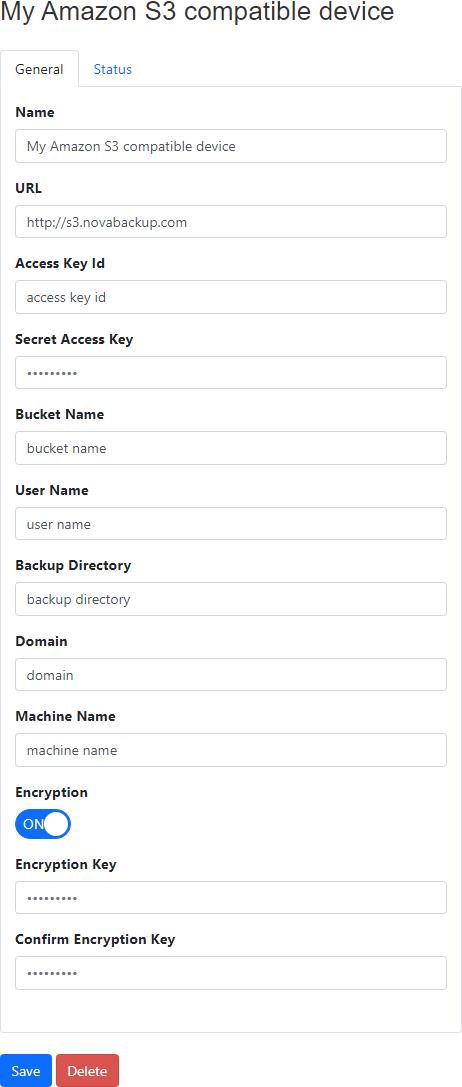 Agent Amazon S3 Compatible Device Details - General