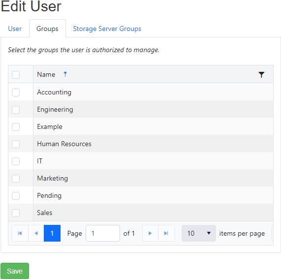 Edit user - groups