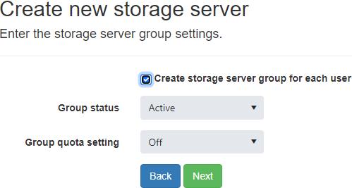 Storage Server Group Settings